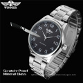 WINNER 021 fashion casual men mechanical watches stainless steel band silver case luxury automatic wristwatches